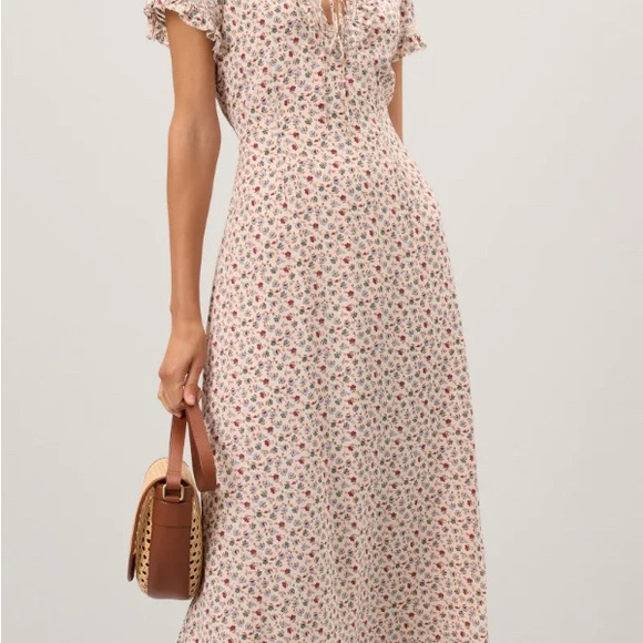 NWT $498 Size 8 Polo Ralph Lauren Floral Ruffle-Trim Midi-Dress - Picture 2 of 13